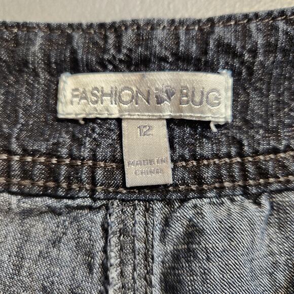 FASHION BUG Blue Denim Knee Length Unlined Trumpet Skirt Pockets Womens 12 - Picture 4 of 11